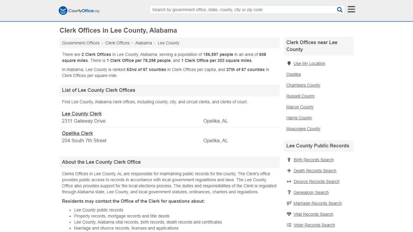 Clerk Offices - Lee County, AL (County & Court Records)