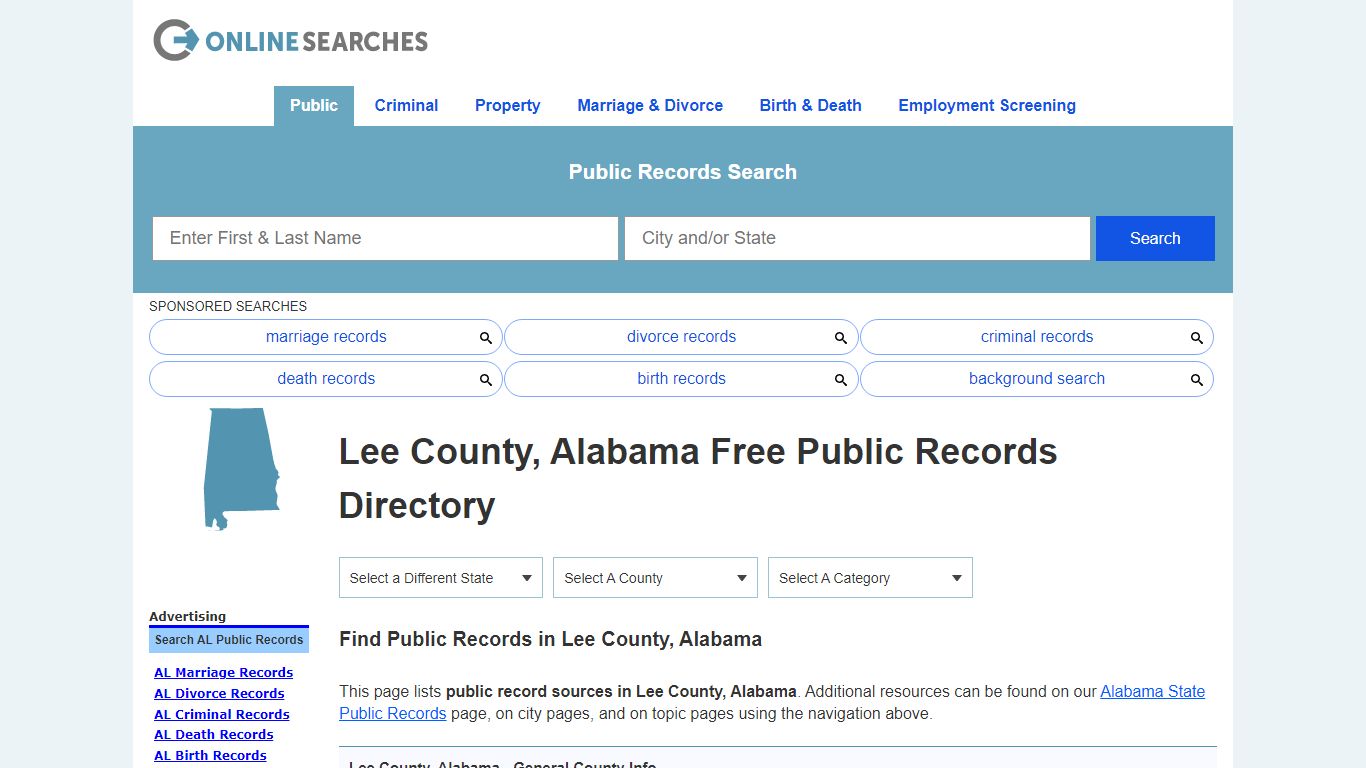 Lee County, Alabama Public Records Directory - OnlineSearches.com